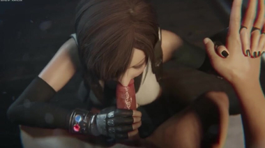 Мультяшная сучка в перчатках минетит хуй до финала в рот и на лицо