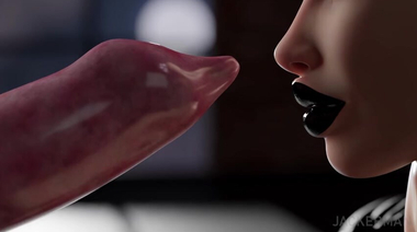 Оборотень выебал вампиршу в глотку и залил ее литрами кончи