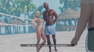 Гулящая жена трахнулась с черным боссом на пляже за спиной у мужа