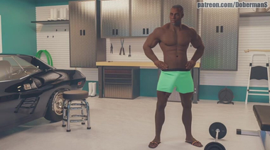 Нимфоманка изменяет парню, трахаясь со зрелым качком негром в гараже